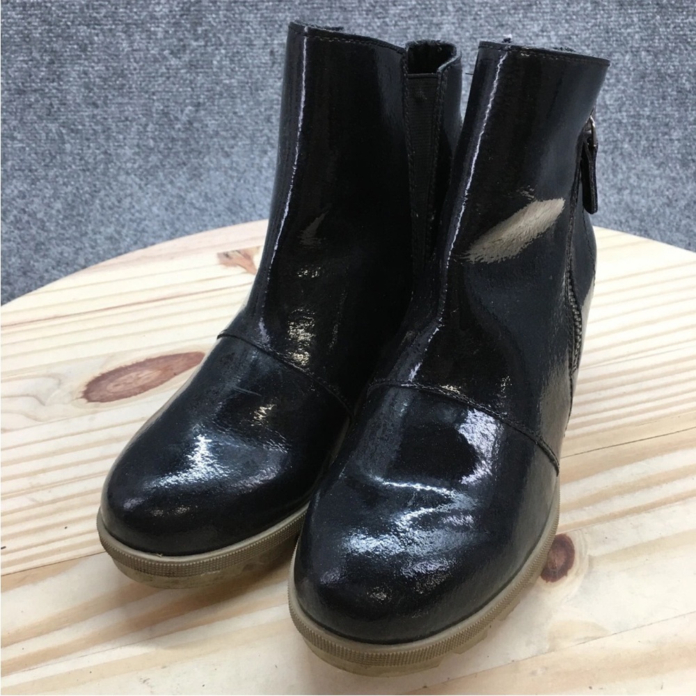 Sorel Black Glossy Wedge Boots - Picture 3 of 5